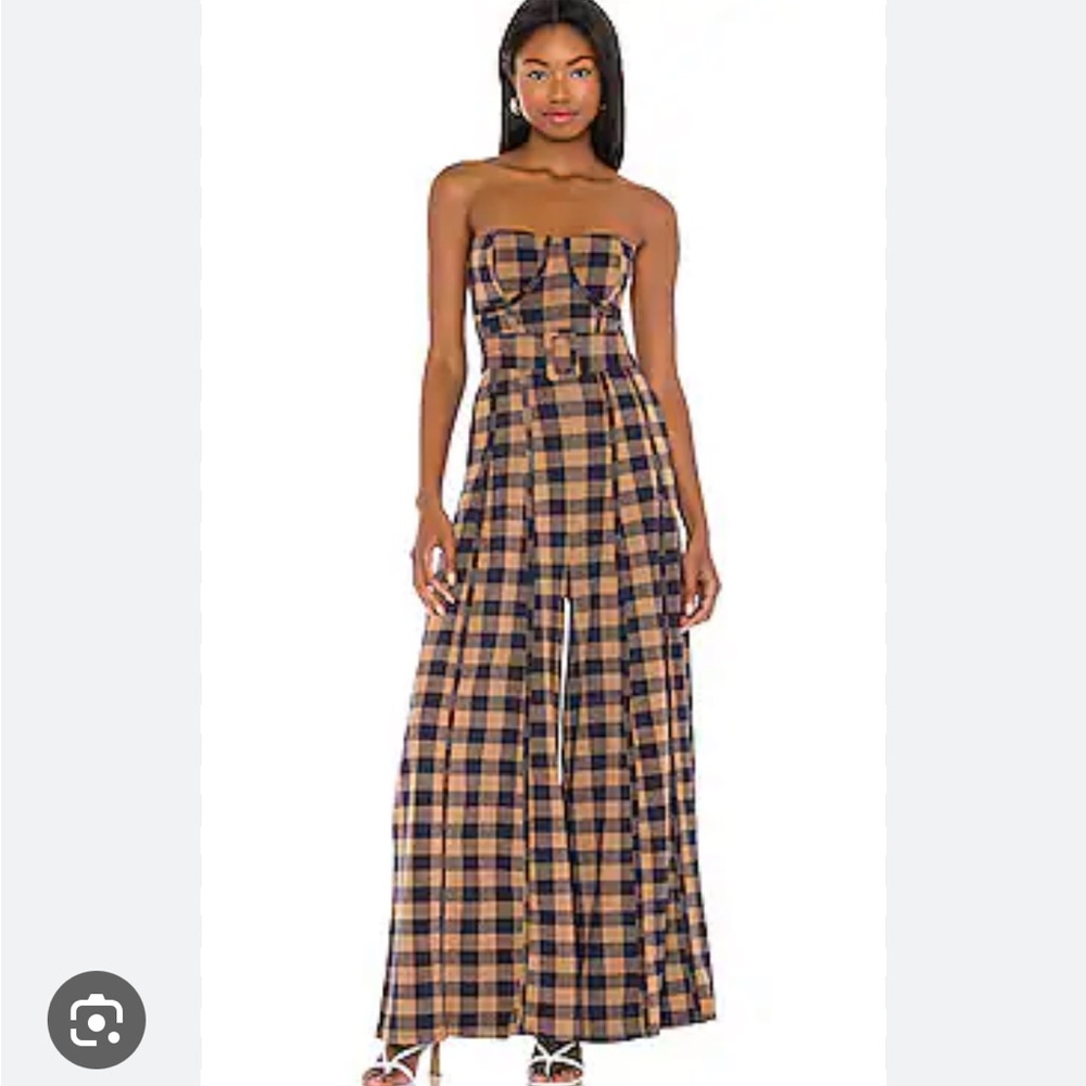 Free People Hold Me Tight Jumpsuit- Fall Plaid- Size S